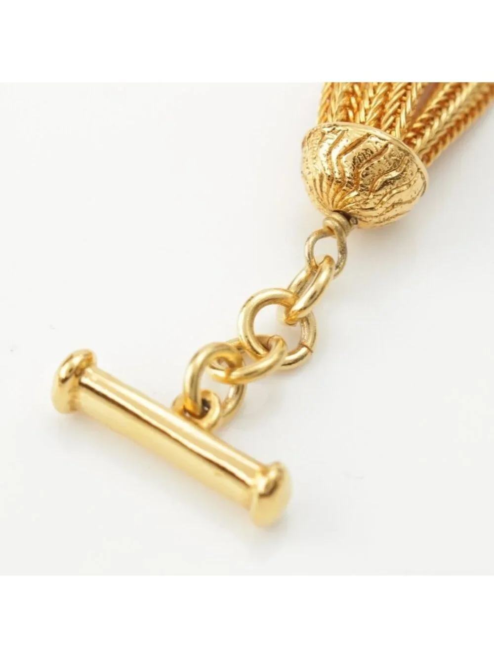 Saint Laurent Vintage Heart Fringe Pearl Necklace Gold